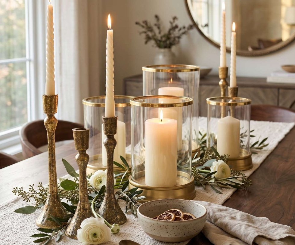 Brass hurricanes & candle stands