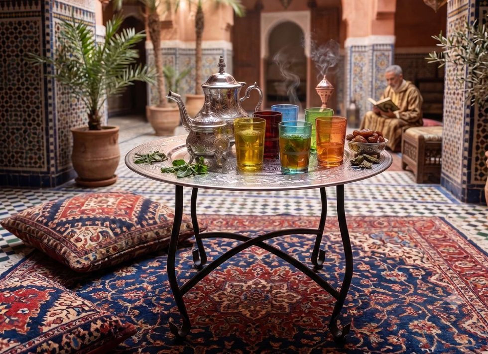 Moroccan brass tables & teapot sets
